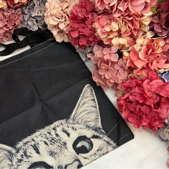 Eco-Friendly Gray Tabby Cat on a Black Folding Tote Bag - Picture 8 of 16